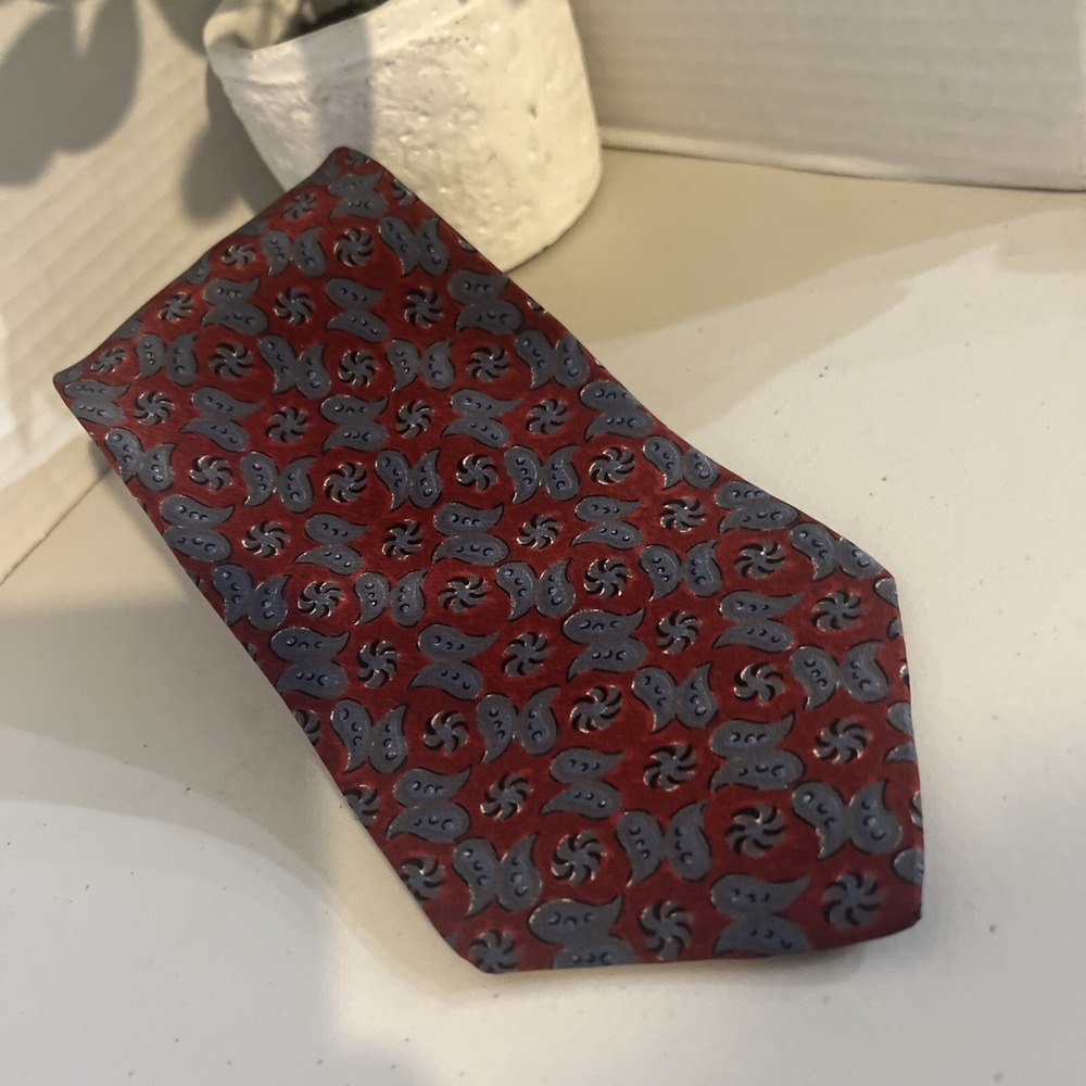 Zylos George Machado Tie Geometric Silk Men's Necktie 3.75W X 56"L Maroon USA